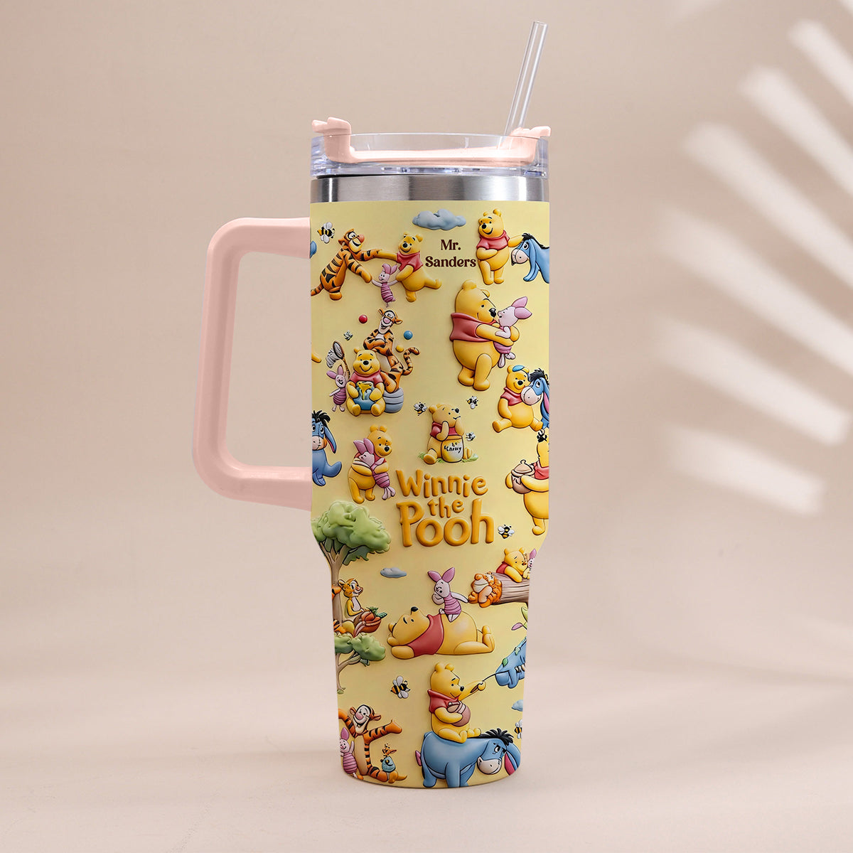 Honey Bear - Personalized Yellow Bear Tumbler With Handle