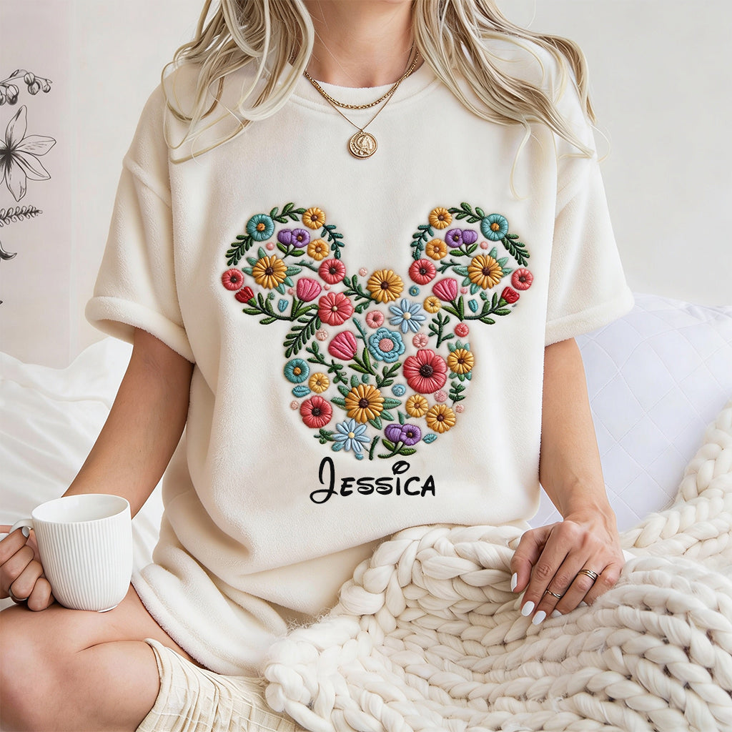 Floral Mouse Ears - Personalized Mouse All Over Shirt
