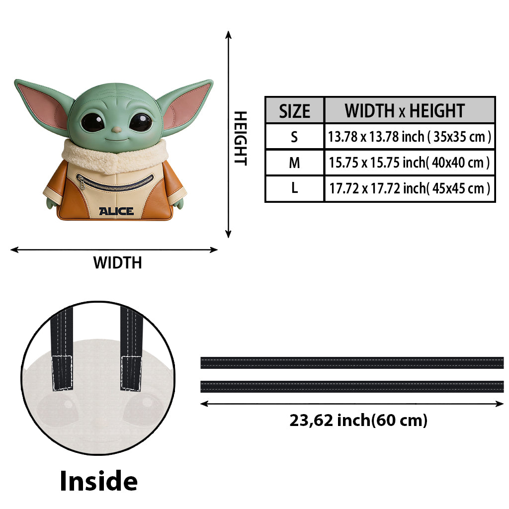 Cute Green Ailen - Personalized The Force Custom Shape Tote Bag