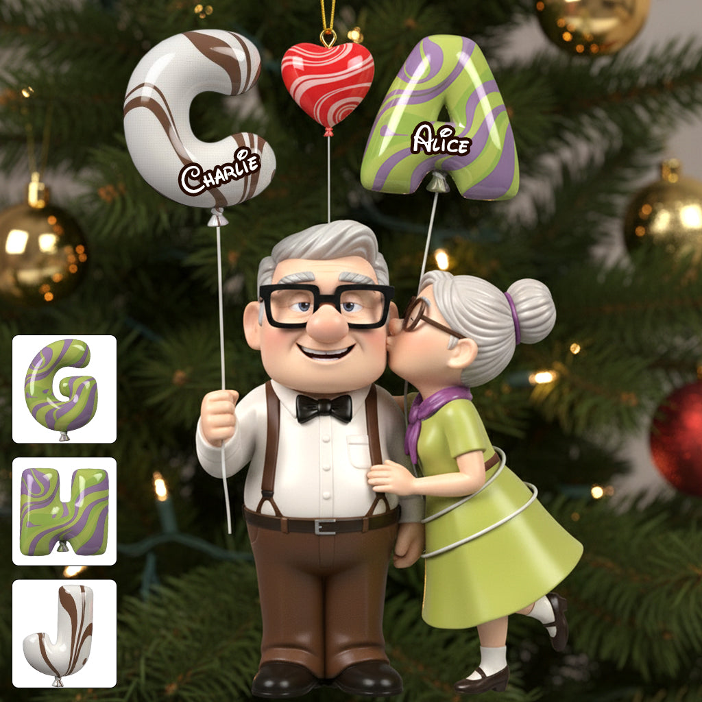 Sweet Love Balloon - Personalized Couple Transparent Ornament
