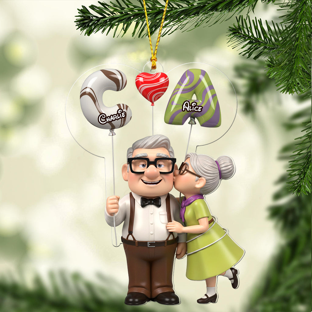 Sweet Love Balloon - Personalized Couple Transparent Ornament