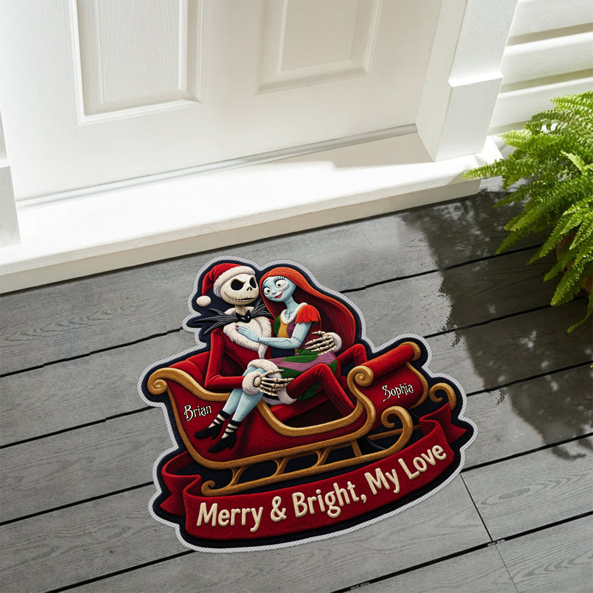 Merry And Bright, My Love - Personalized Nightmare Non-Slip Tufted Rug