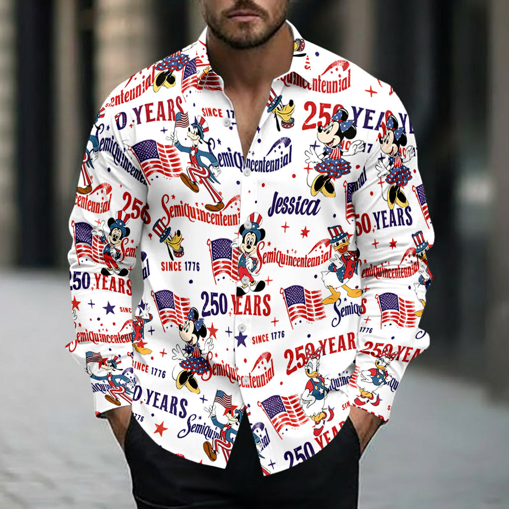 USA 250th Anniversary - Personalized Mouse Button-Up Shirt