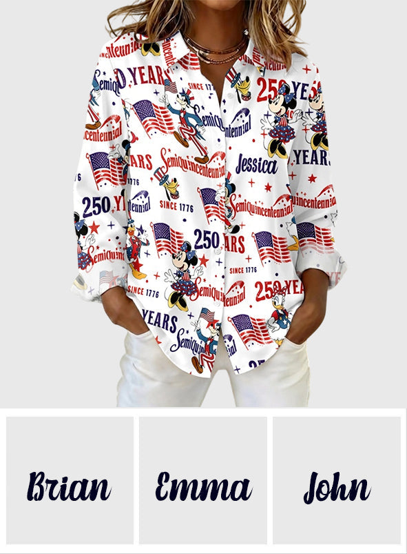 USA 250th Anniversary - Personalized Mouse Button-Up Shirt