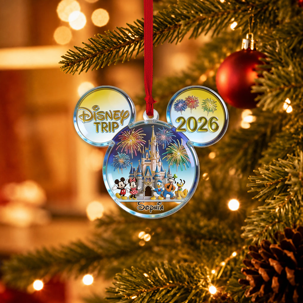 Merry Christmas - Personalized Mouse Custom Shape Glass Ornament