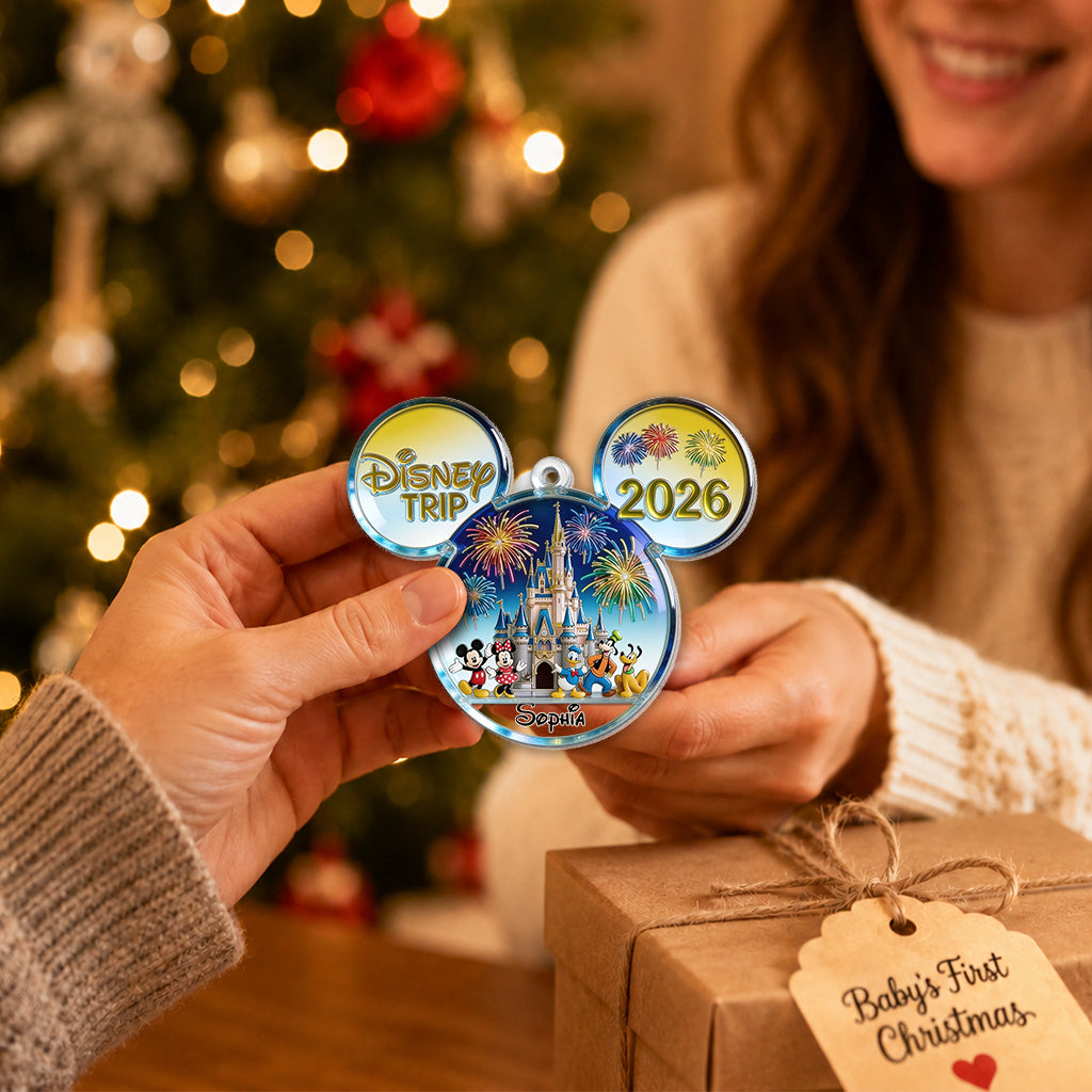 Merry Christmas - Personalized Mouse Custom Shape Glass Ornament