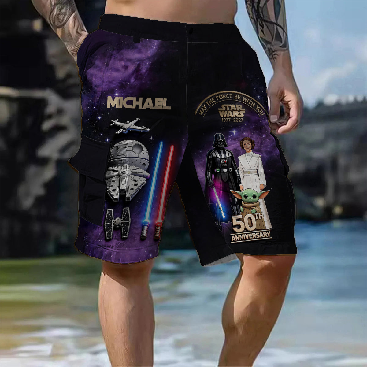 May The Force Be With You - Personalized The Force Cargo Shorts With Belt