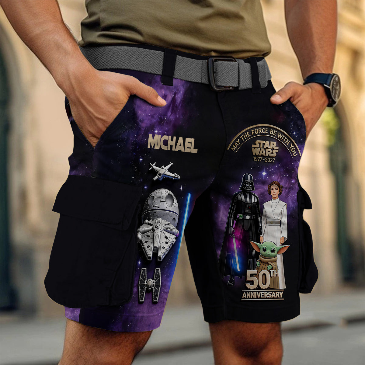 May The Force Be With You - Personalized The Force Cargo Shorts With Belt