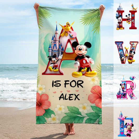 Magic Alphabet Summer Vibe - Personalized Mouse Quick-dry Beach Towel/ Bath Towel