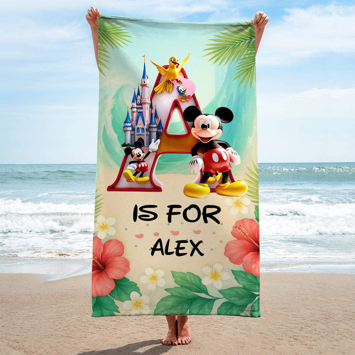 Magic Alphabet Summer Vibe - Personalized Mouse Quick-dry Beach Towel/ Bath Towel
