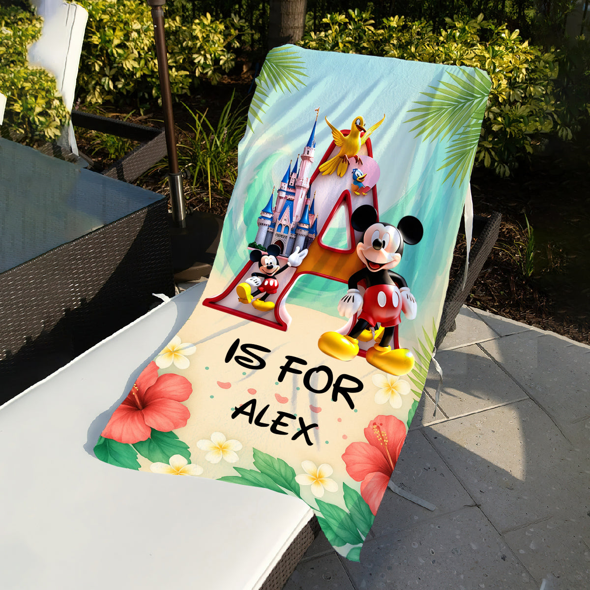 Magic Alphabet Summer Vibe - Personalized Mouse Quick-dry Beach Towel/ Bath Towel