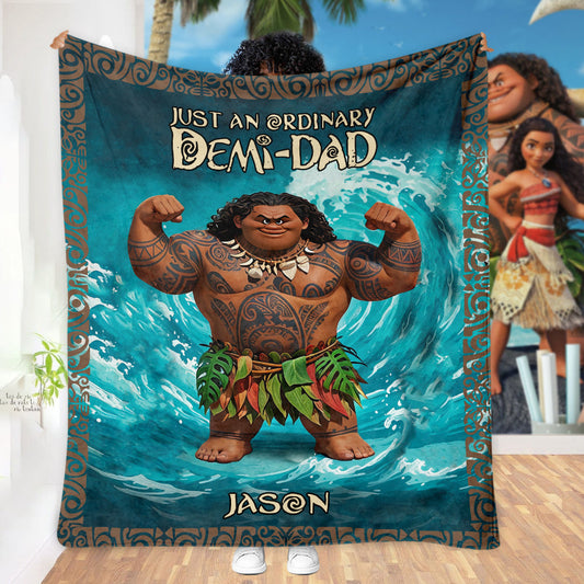 Just An Ordinary Demi-Dad - Personalized Hawaii Movie Blanket