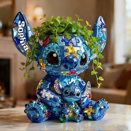 Alien Puzzle Piece - Personalized Autism Awareness Custom Shape Acrylic Flower Vase