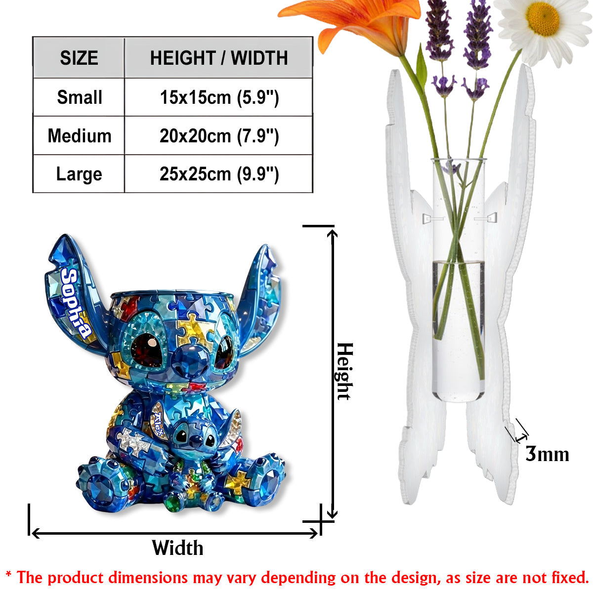 Alien Puzzle Piece - Personalized Autism Awareness Custom Shape Acrylic Flower Vase