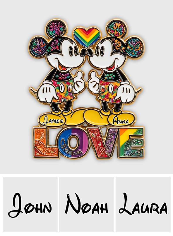 Rainbow Mouse Couple Love - Personalized LGBT Support Pin