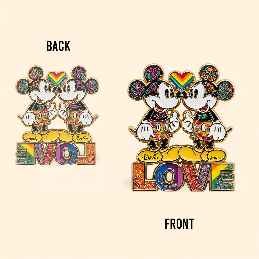 Rainbow Mouse Couple Love - Personalized LGBT Support Custom Shaped Acrylic Plaque