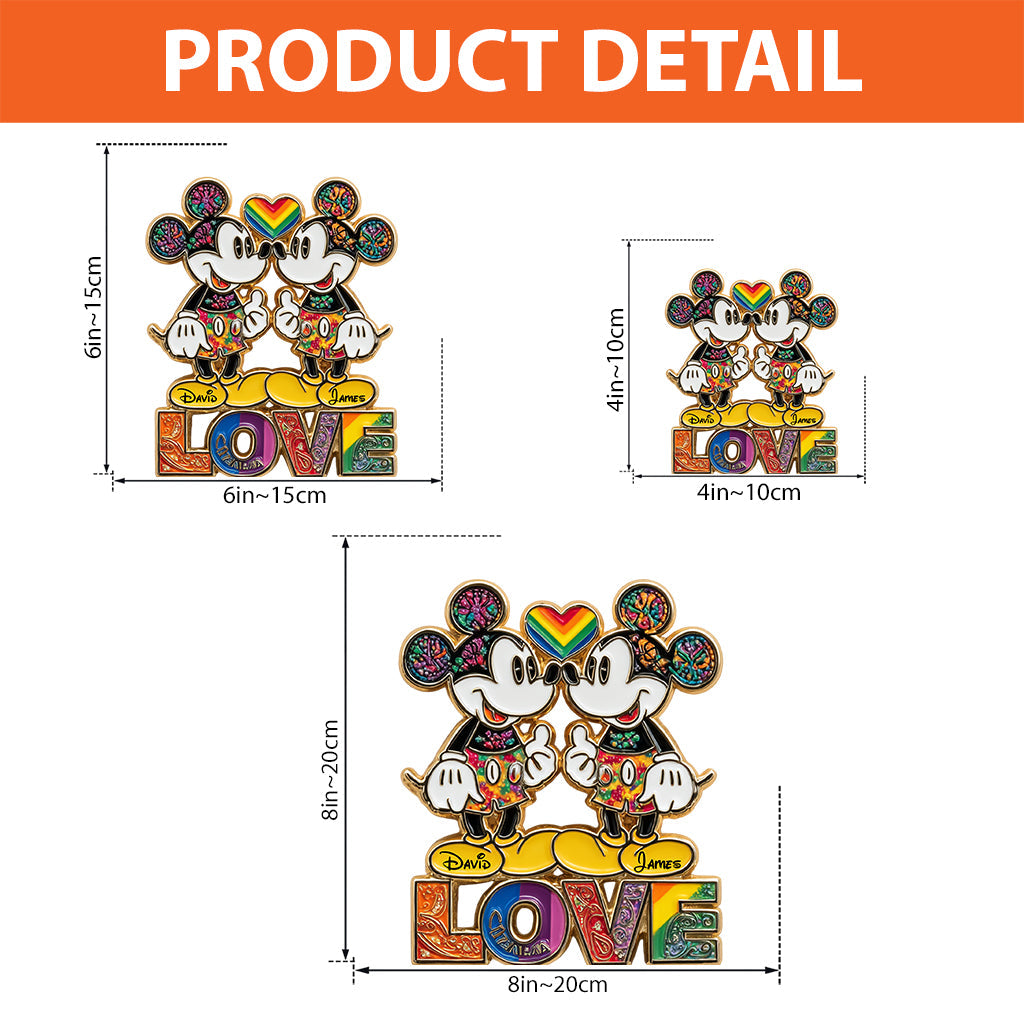 Rainbow Mouse Couple Love - Personalized LGBT Support Custom Shaped Acrylic Plaque