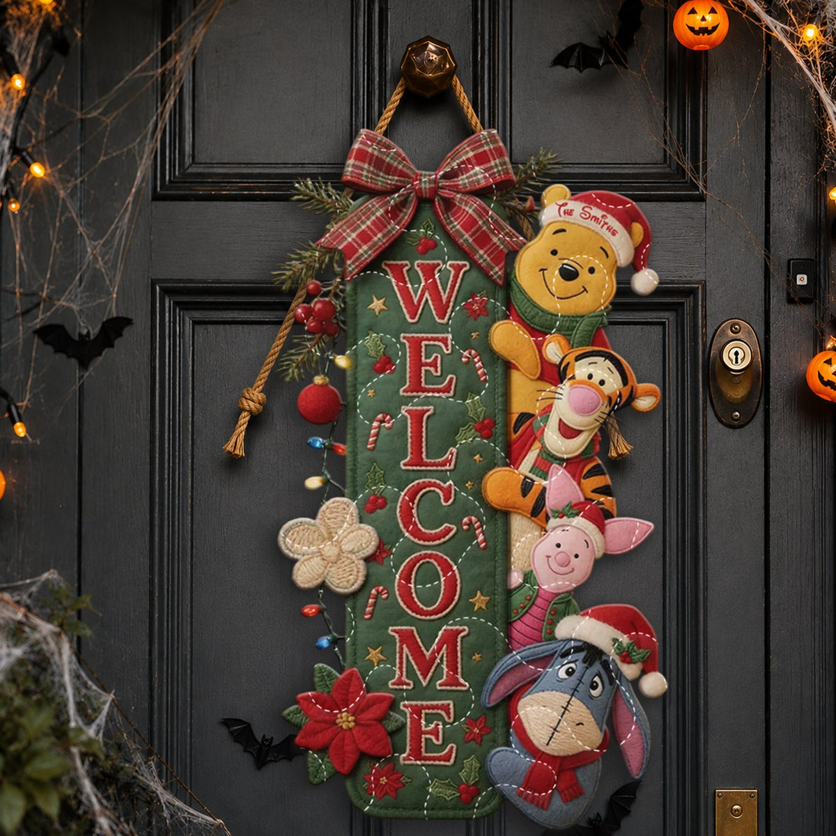 Welcome - Personalized Yellow Bear Quilted Door Hanger