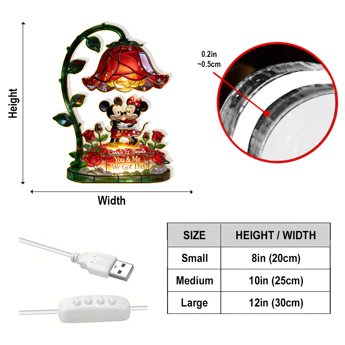 You & Me Magical Mouse Couple - Personalized Mouse Acrylic LED Night Light