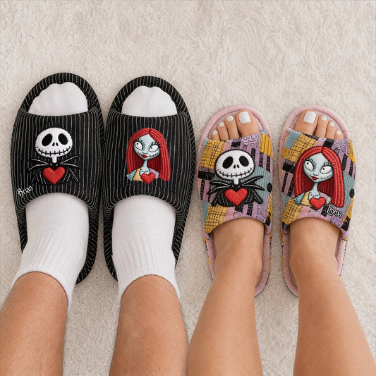 Nightmare Couple - Personalized Nightmare Open-Toe Slippers