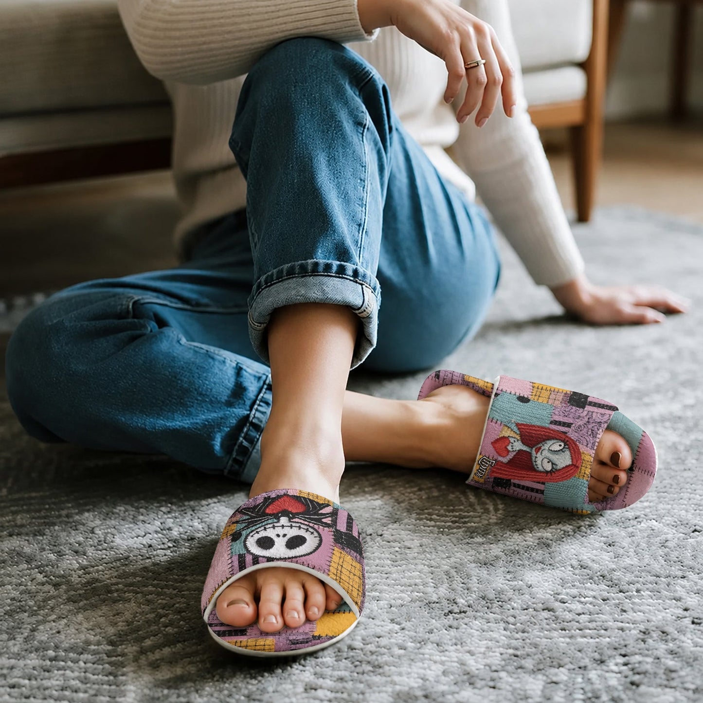 Nightmare Couple - Personalized Nightmare Open-Toe Slippers