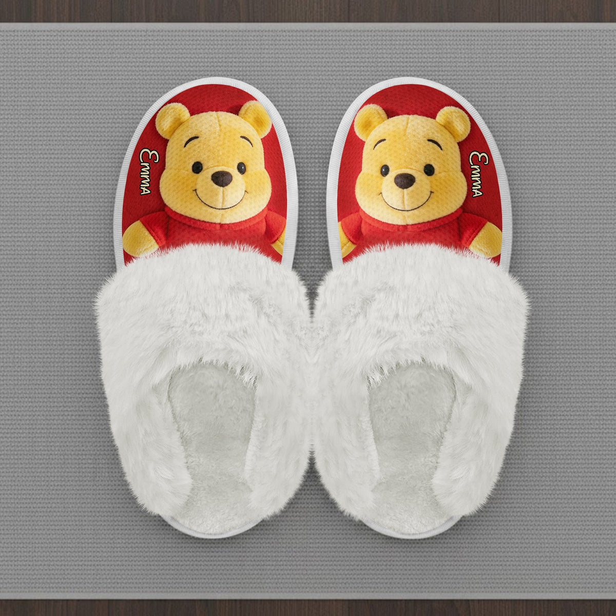Cute Yellow Bear - Personalized Yellow Bear Open-Toe Slippers