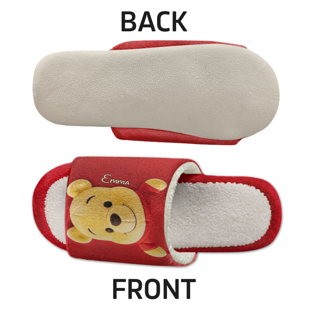 Cute Yellow Bear - Personalized Yellow Bear Open-Toe Slippers