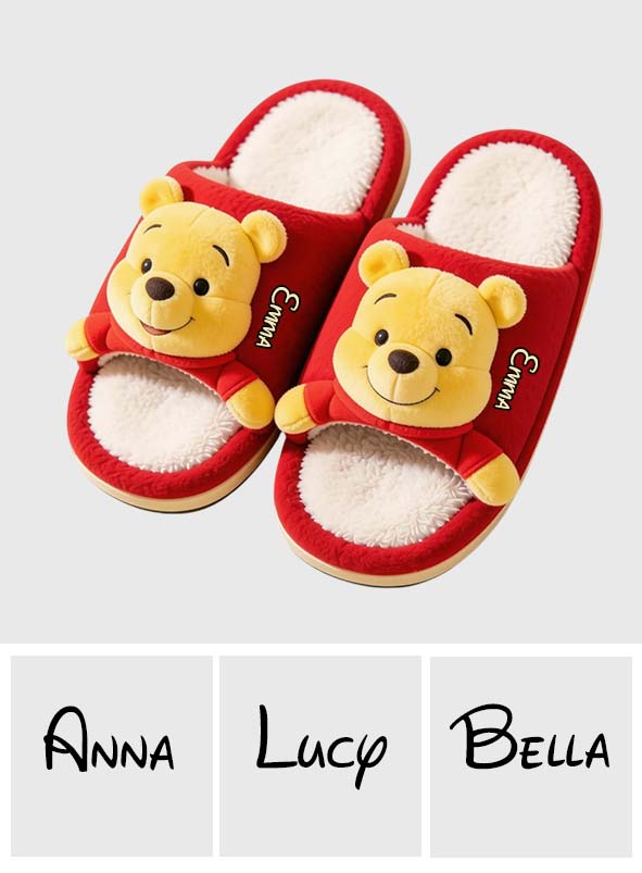 Cute Yellow Bear - Personalized Yellow Bear Open-Toe Slippers