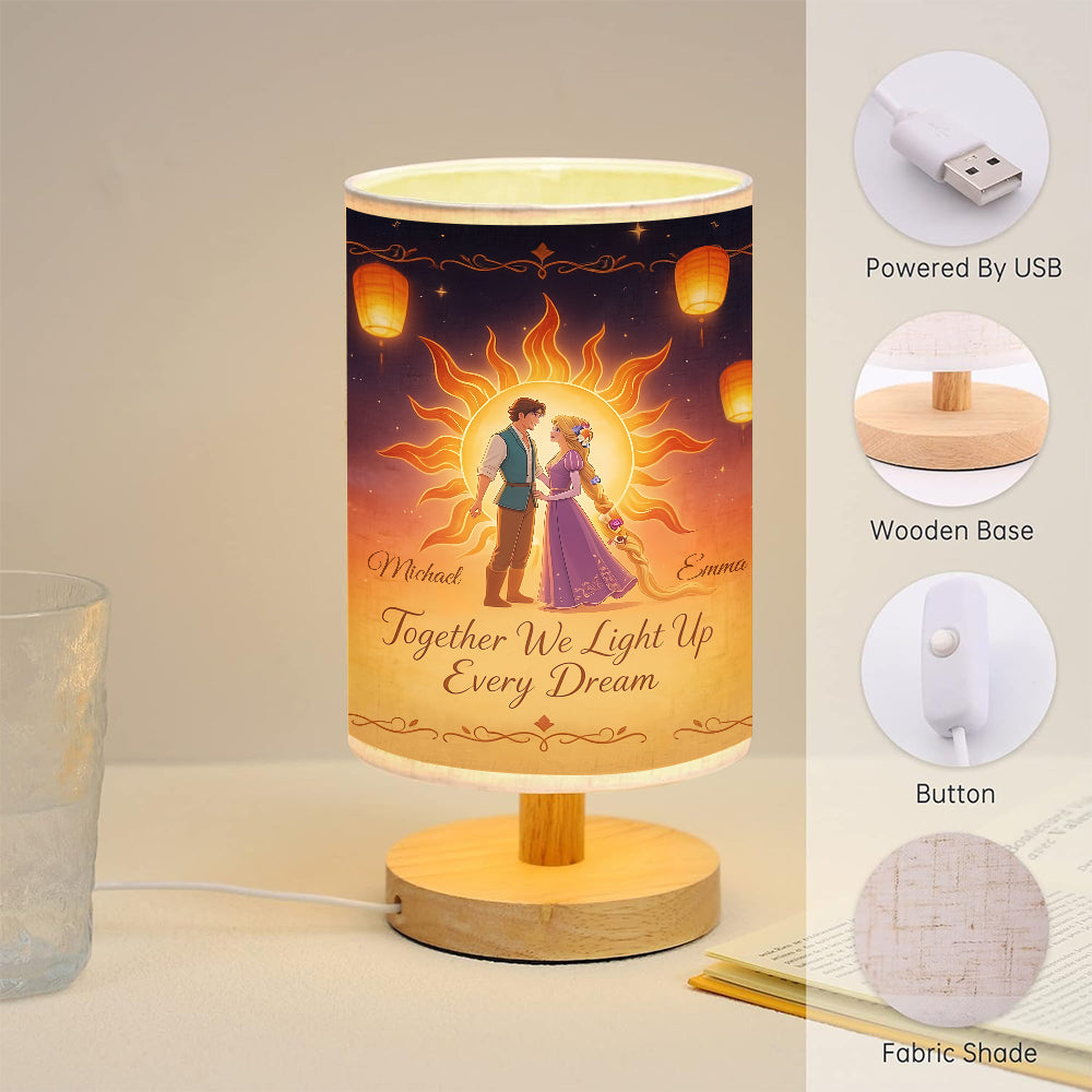 Together We Light Up Every Dream - Personalized Beautiful Princess Table Lamp With Wood Base