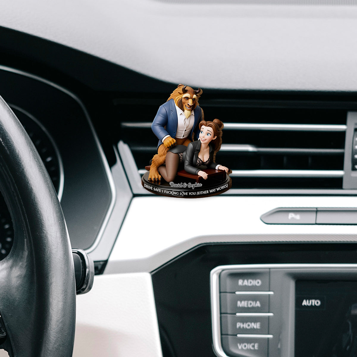 Drive Safe My Love - Personalized Couple Shaped Car Visor Clip