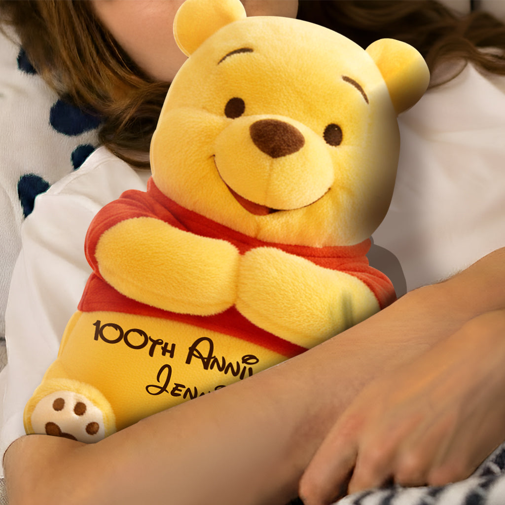 Thoughtful Gift For Girlfriend - Personalized Yellow Bear Hot Water Bottle With Cover
