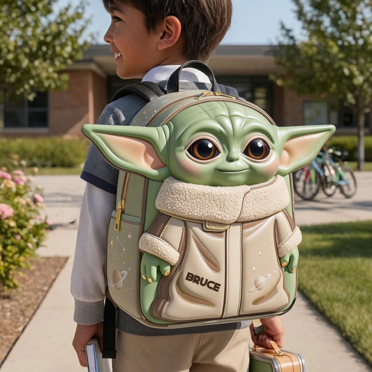 Cute Alien - Personalized The Force Changeable Leather Patch Backpack
