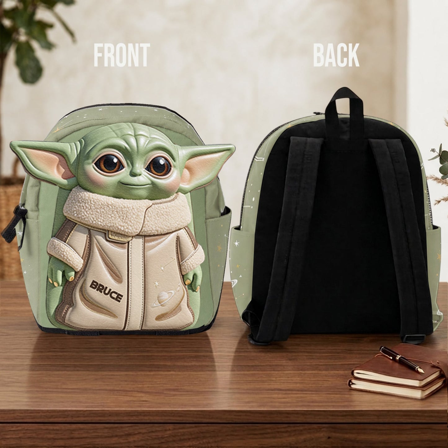 Cute Alien - Personalized The Force Changeable Leather Patch Backpack