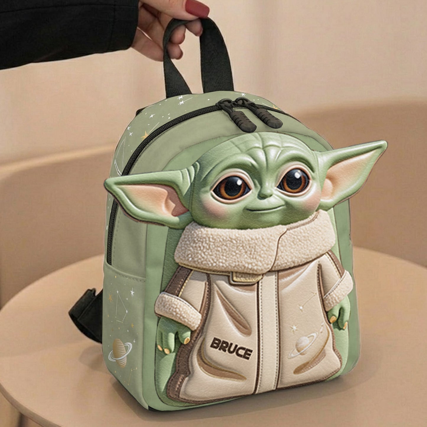 Cute Alien - Personalized The Force Changeable Leather Patch Backpack