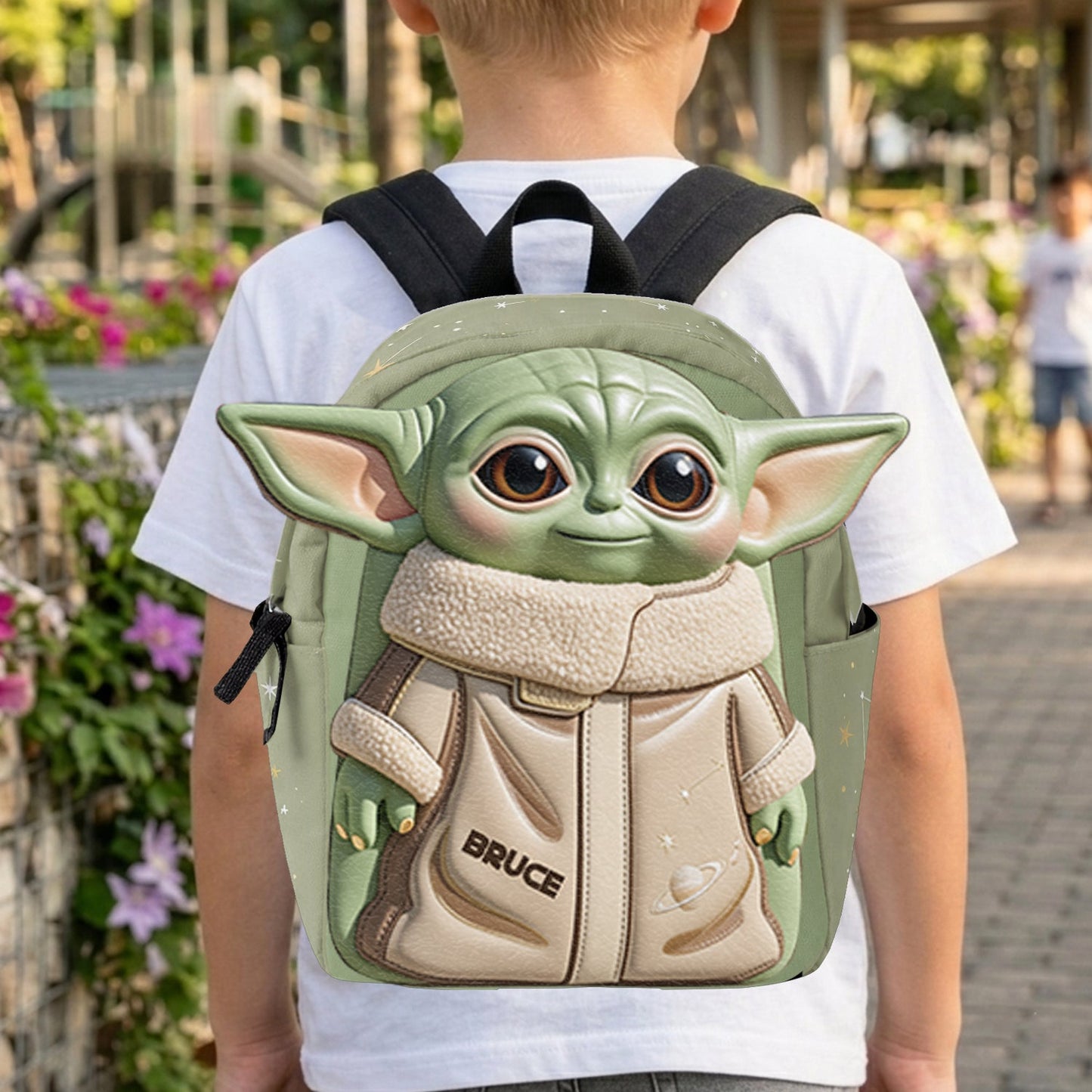 Cute Alien - Personalized The Force Changeable Leather Patch Backpack