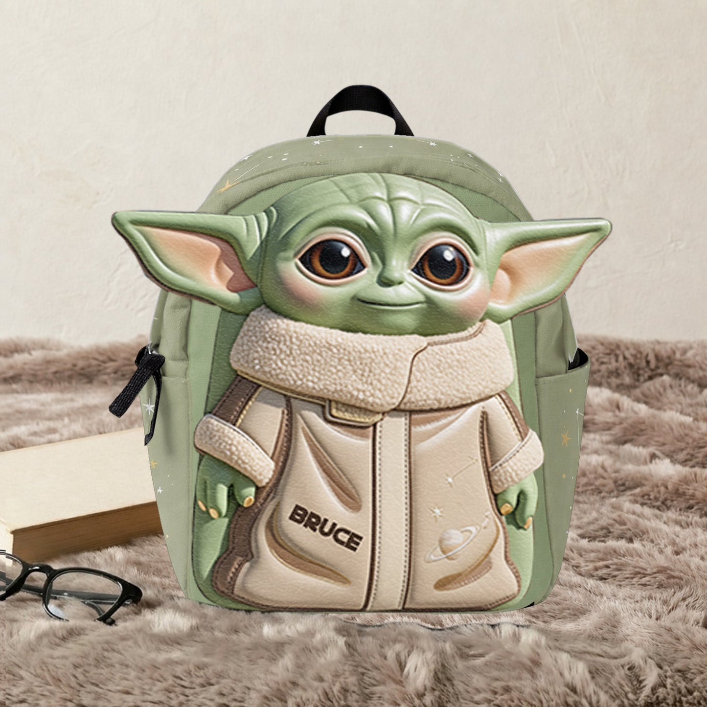 Cute Alien - Personalized The Force Changeable Leather Patch Backpack