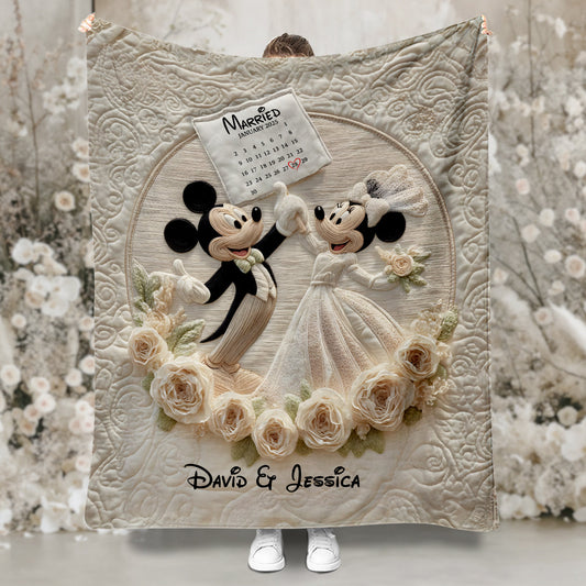 Happy Anniversary Mouse Couple - Personalized Mouse Blanket