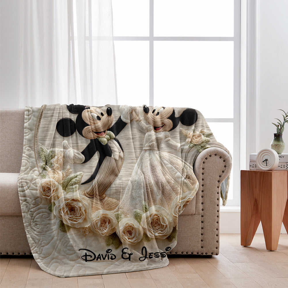 Happy Anniversary Mouse Couple - Personalized Mouse Blanket