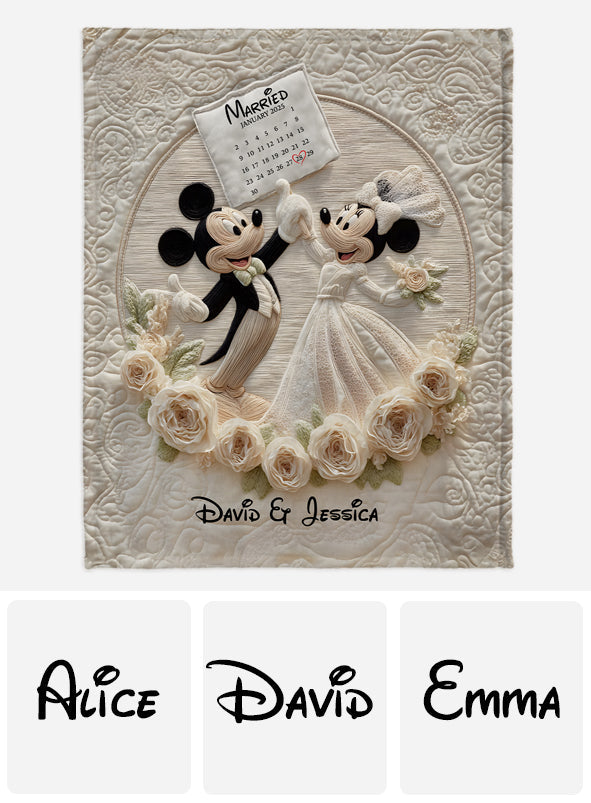 Happy Anniversary Mouse Couple - Personalized Mouse Blanket