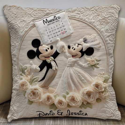 Happy Anniversary Mouse Couple - Personalized Mouse Throw Pillow