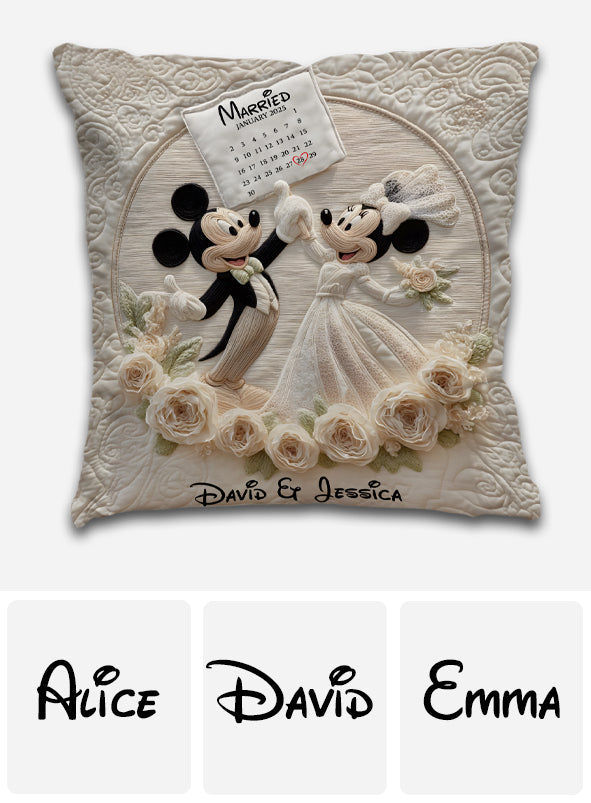 Happy Anniversary Mouse Couple - Personalized Mouse Throw Pillow