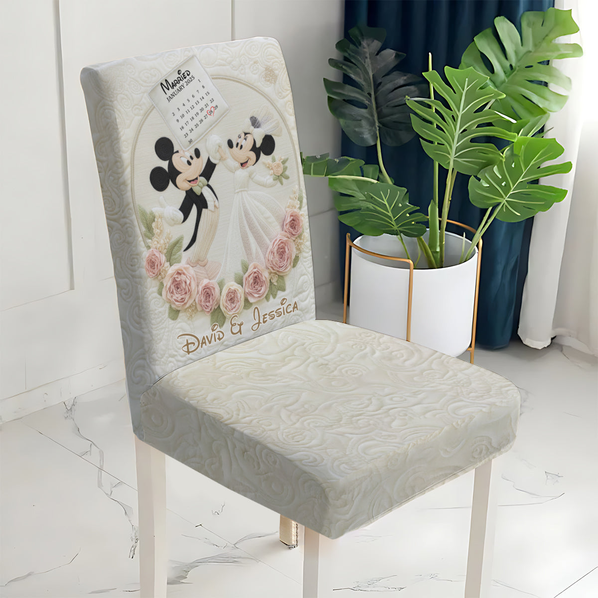 Magical Wedding Anniversary - Personalized Mouse Chair Cover Set