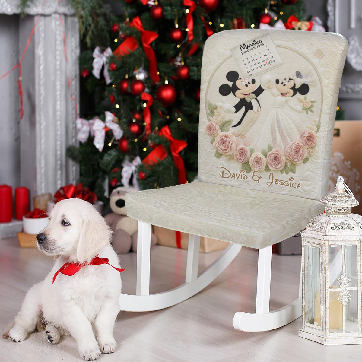 Magical Wedding Anniversary - Personalized Mouse Chair Cover Set