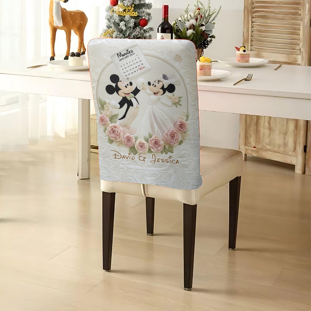 Magical Wedding Anniversary - Personalized Mouse Chair Cover Set
