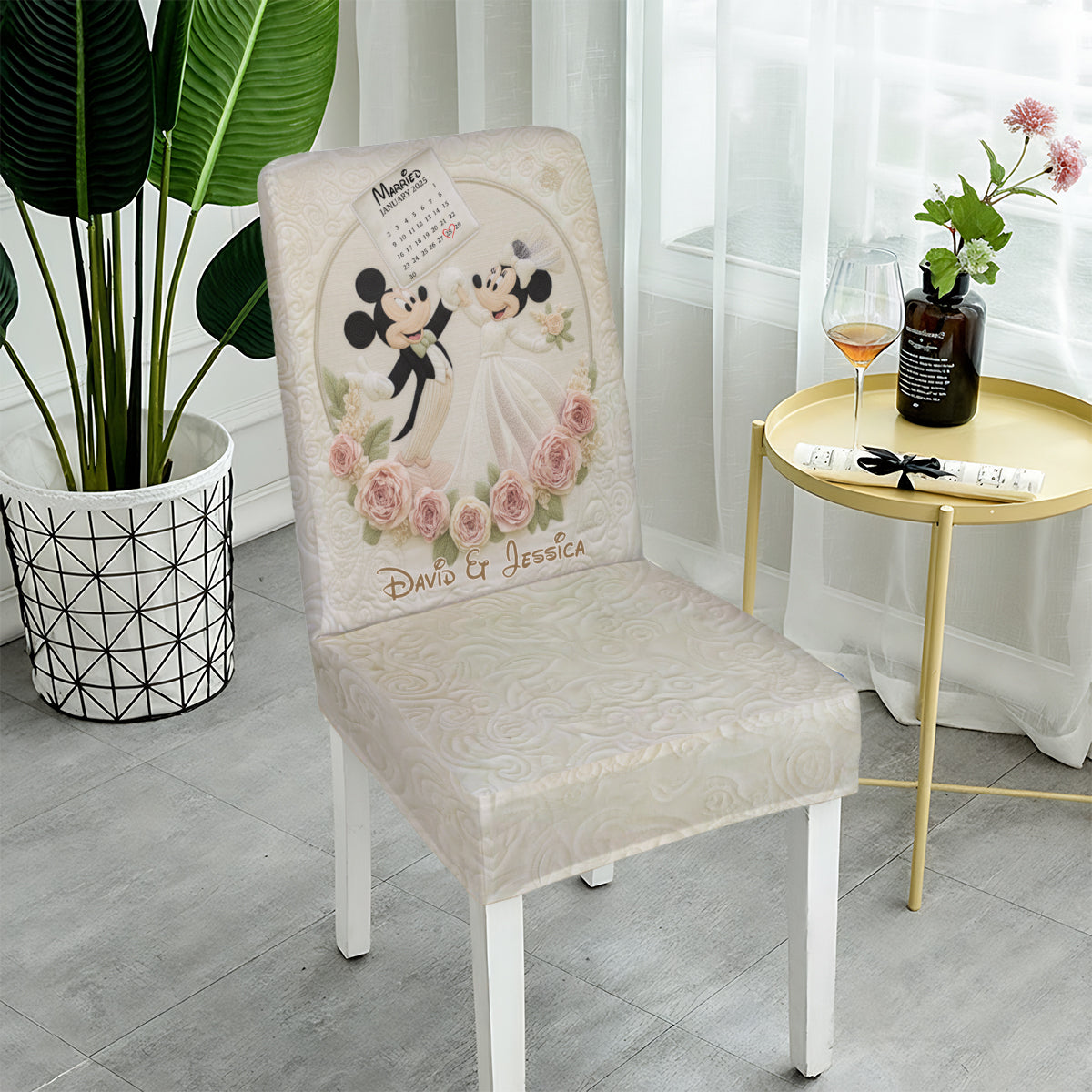 Magical Wedding Anniversary - Personalized Mouse Chair Cover Set