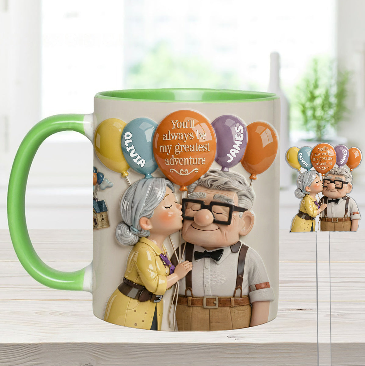 You'll Always Be My Greatest Adventure - Personalized Couple Up Set Accent Mug with Acrylic Stirrers