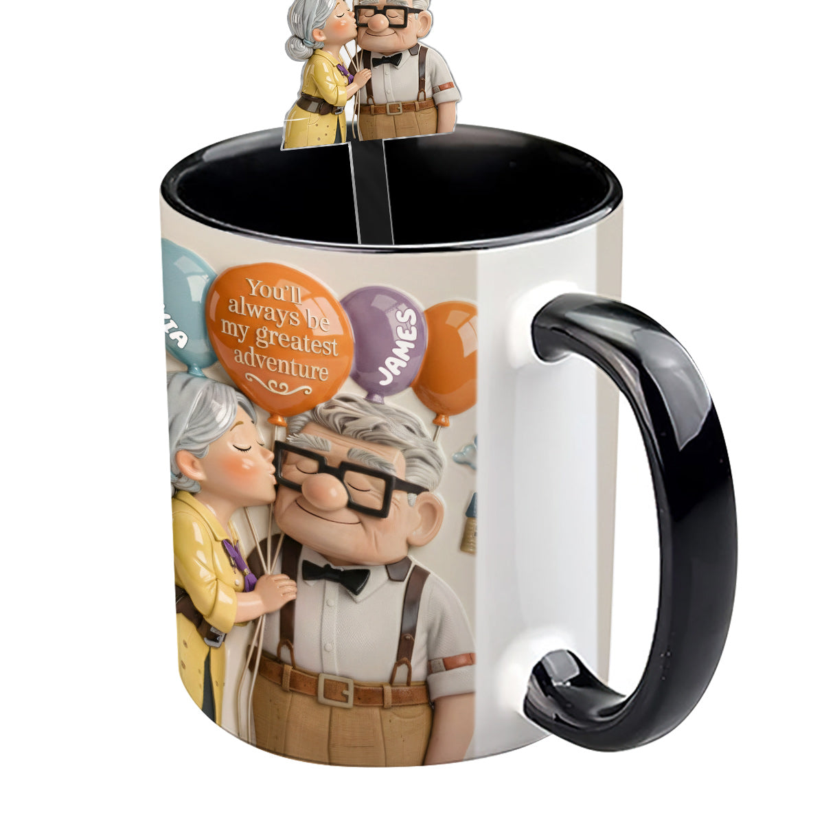 You'll Always Be My Greatest Adventure - Personalized Couple Up Set Accent Mug with Acrylic Stirrers