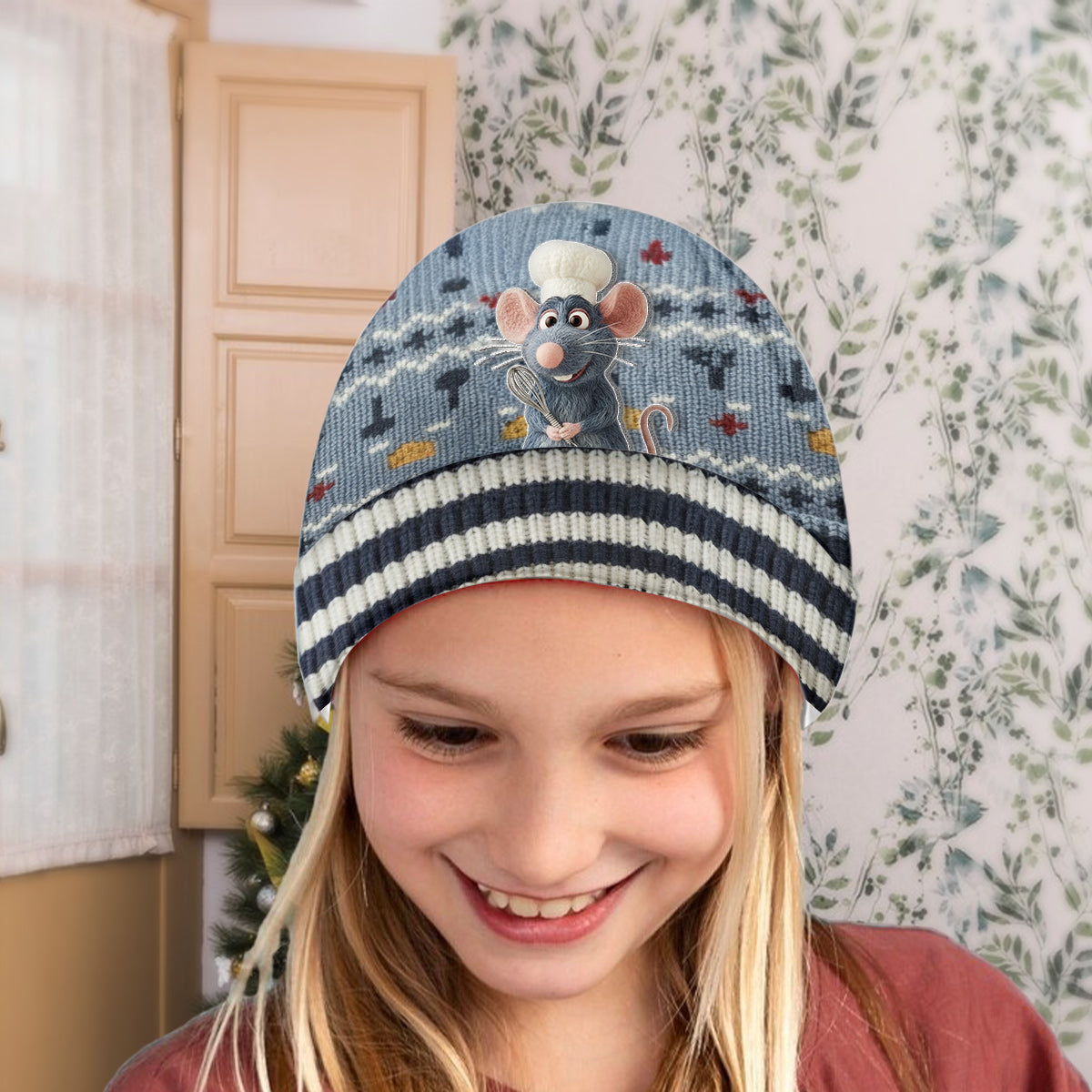 French Rat Chef - Personalized Mouse Beanie Hat With Patches