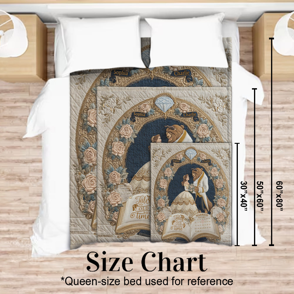 Fairy Tale Romantic Tale As Old As Time - Personalized Couple Blanket