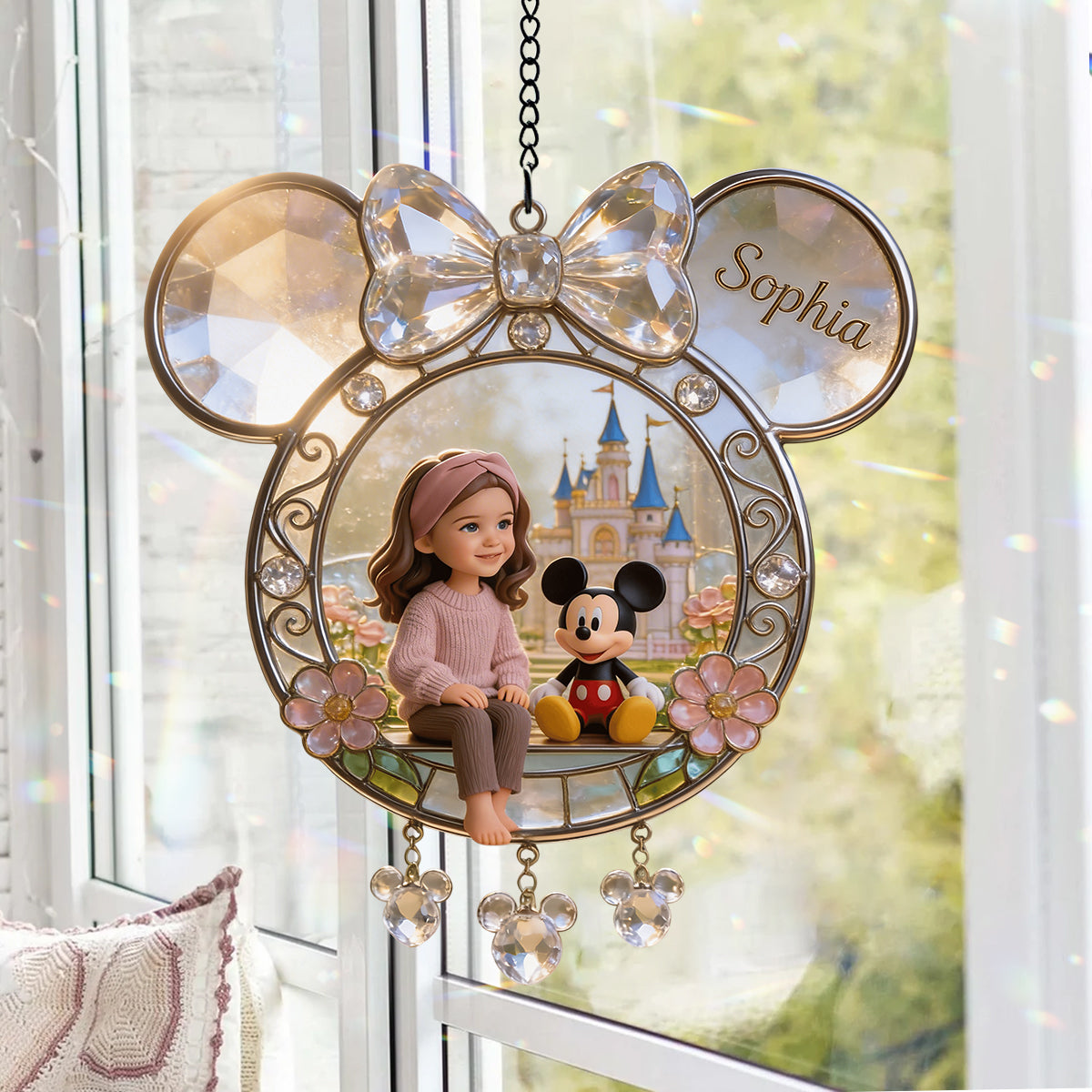 Magical Moments - Personalized Mouse Window Hanging Suncatcher With Custom Charms